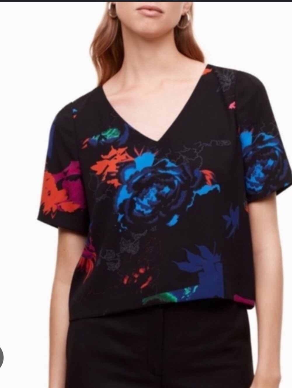 Aritztia Babaton Randy V-Neck Floral Print Short Sleeve Top